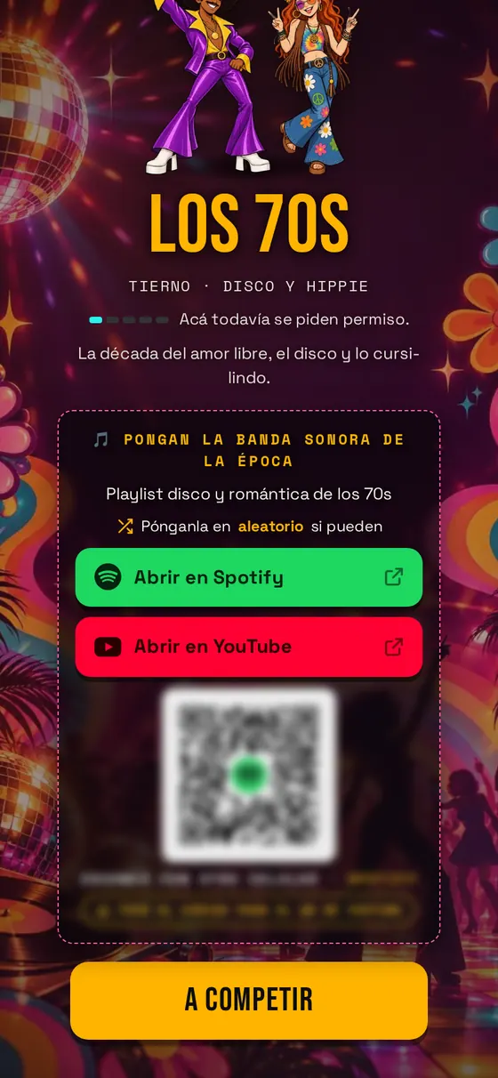 Pantalla de época con el QR de la playlist